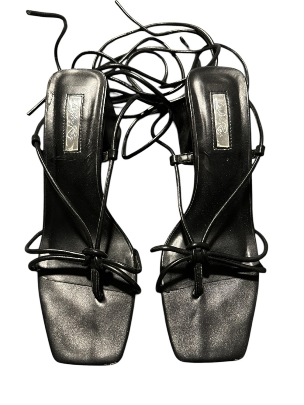 Black Strappy Tie Up Women's Block Heels Sandals Size 38